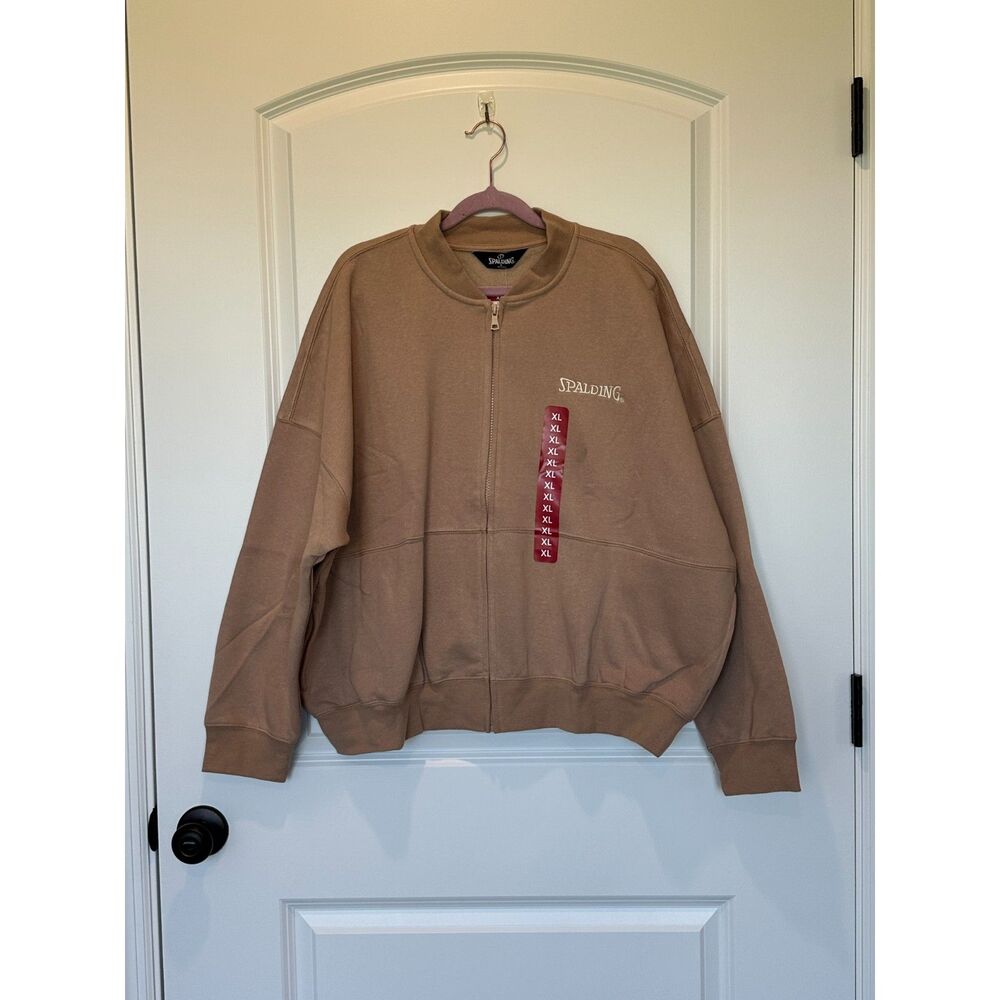 NWT Spalding Fleece Bomber Jacket Taupe Size XL